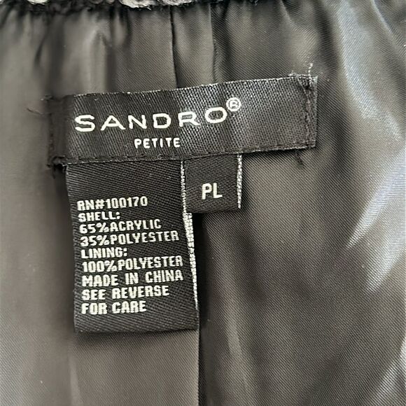 Sandro Paris Women’s Boucle Tweed Jacket Black/Gray Size Large Petite Office - Picture 6 of 14